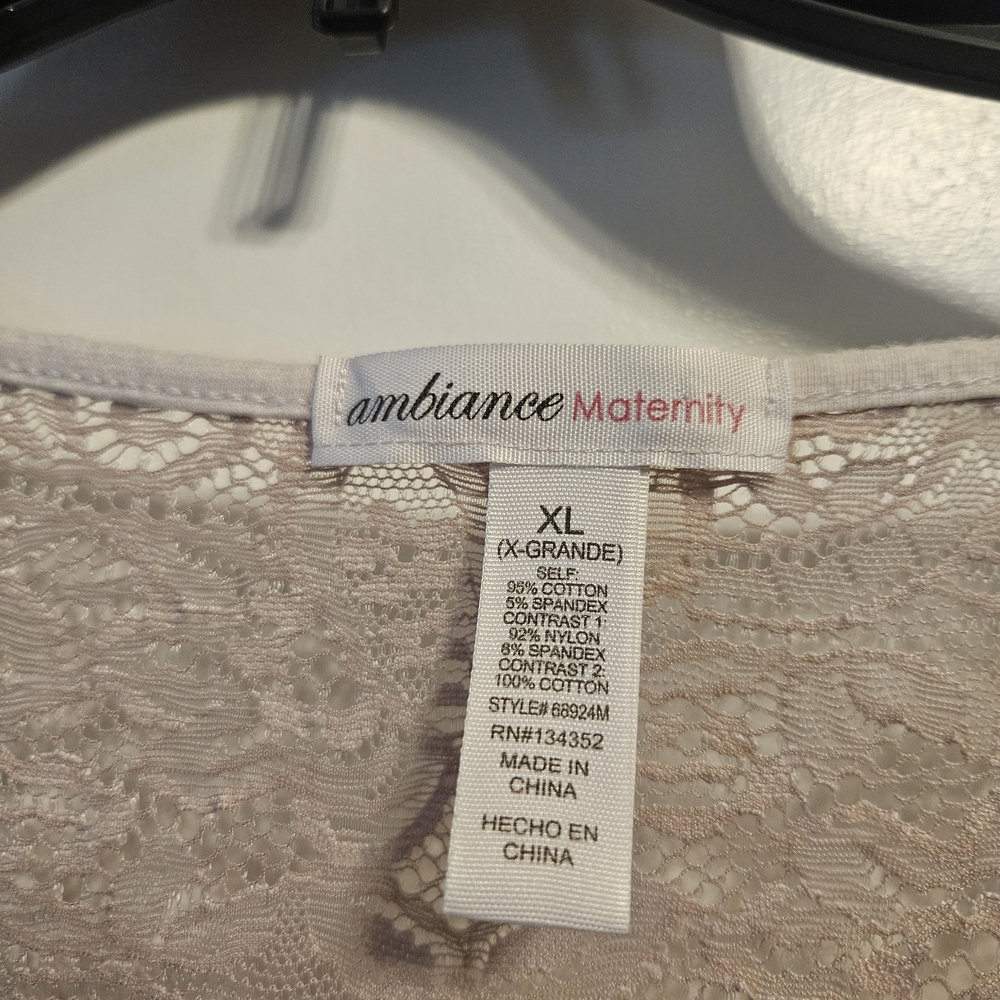 Ambiance Maternity Ivory Lace Sleeve Top - XL - Picture 2 of 4